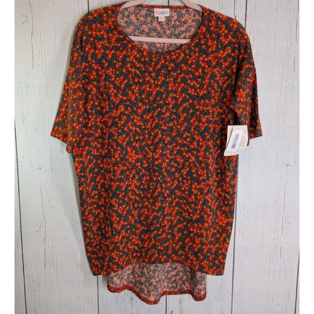 Lularoe Size XXS Oversized Orange Blue Patterned Short Sleeve Womens‎ Top NWT